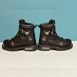 Harley-Davidson Black Motorcycle Boots with Silver Accents Size 6 NWOB